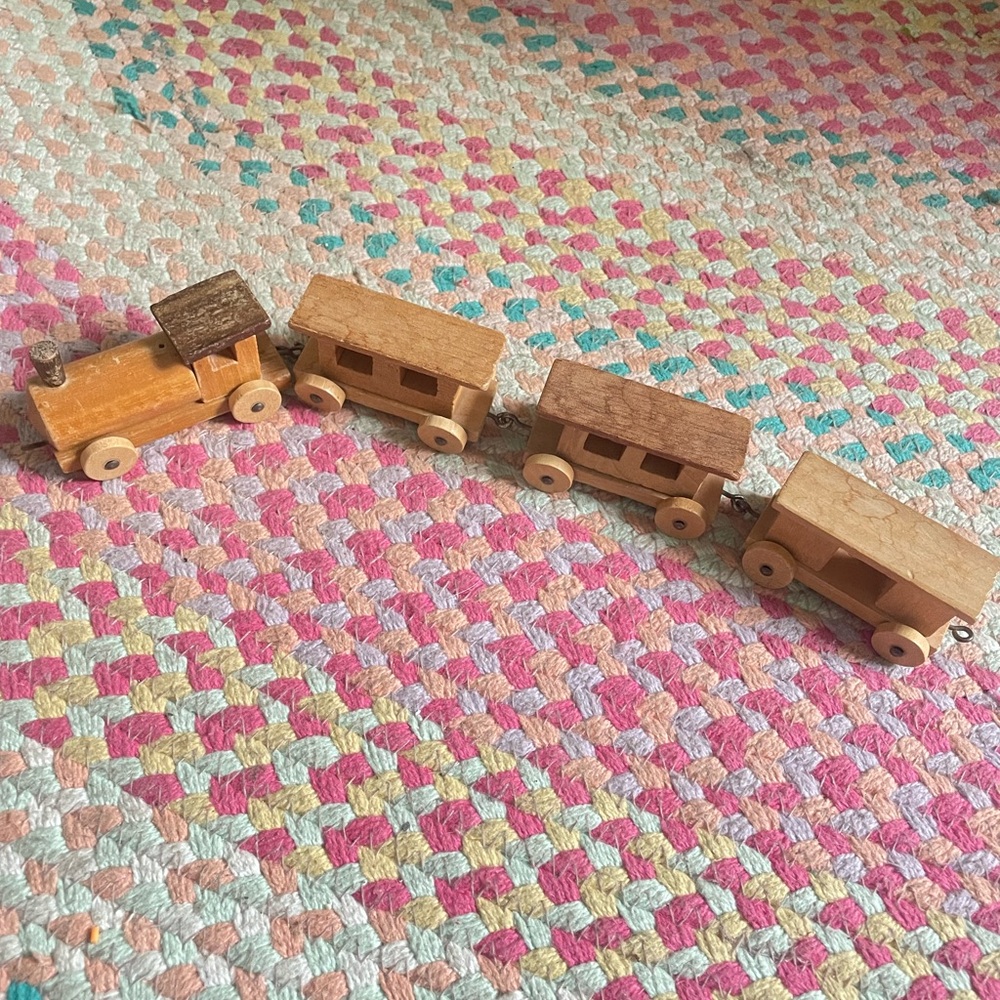 Vintge tiny wooden train set